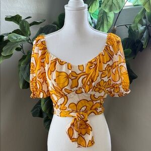 Floral Yellow Women's Crop Top